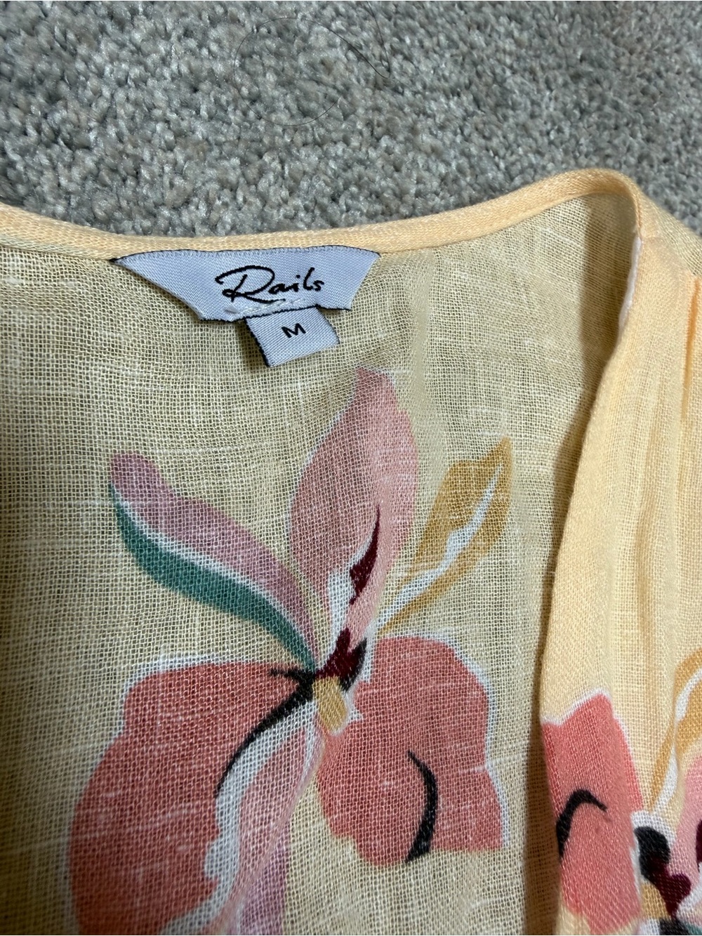 Rails Yellow Floral Wrap Dress W/ Ruffled Hem - Picture 3 of 6